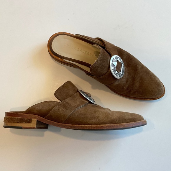 FREDA SALVADOR  Keen Bolo Suede Mules Brown Size 6.5 - Picture 2 of 9